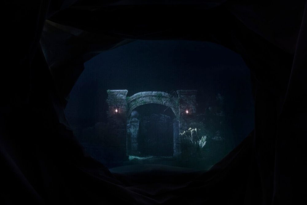 A dimly lit tunnel leads to a bright light, creating a mysterious atmosphere in Viola's room.